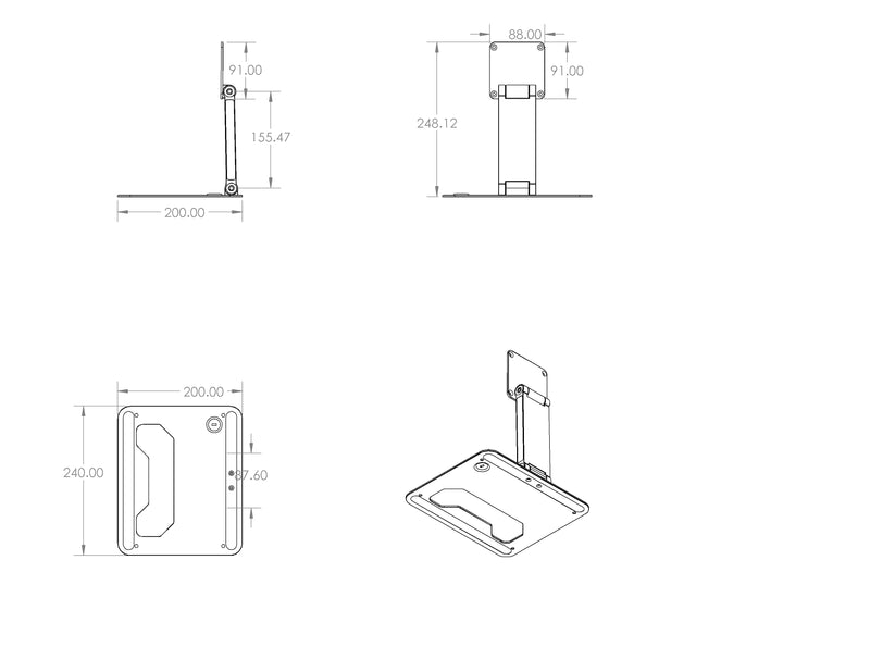 Z Series Aluminum Foldable Desktop Stand 180° Forward and Backward Flipping Supports VESA 75x75mm