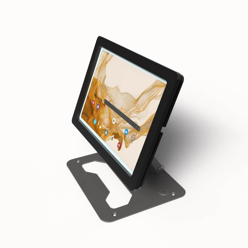 Anti-Theft Acrylic Case with EZ Foldable Aluminum Series Z Desktop Stand for Samsung Galaxy TAB Tablets