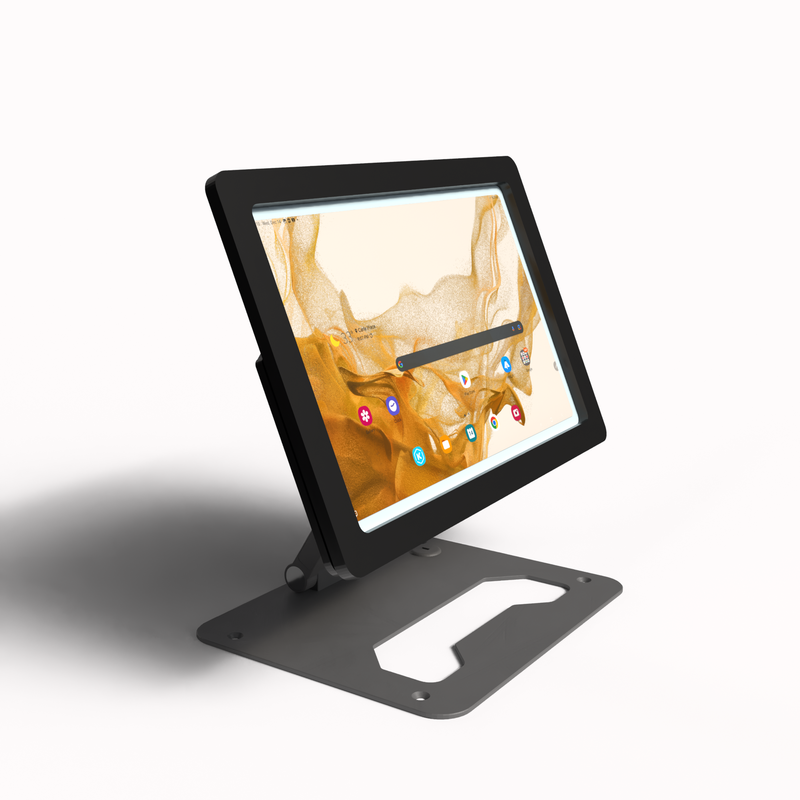 Anti-Theft Acrylic Case with EZ Foldable Aluminum Series Z Desktop Stand for Samsung Galaxy TAB Tablets