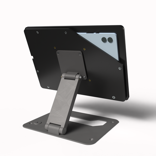 Anti-Theft Acrylic Case with EZ Foldable Aluminum Series Z Desktop Stand for Samsung Galaxy TAB Tablets