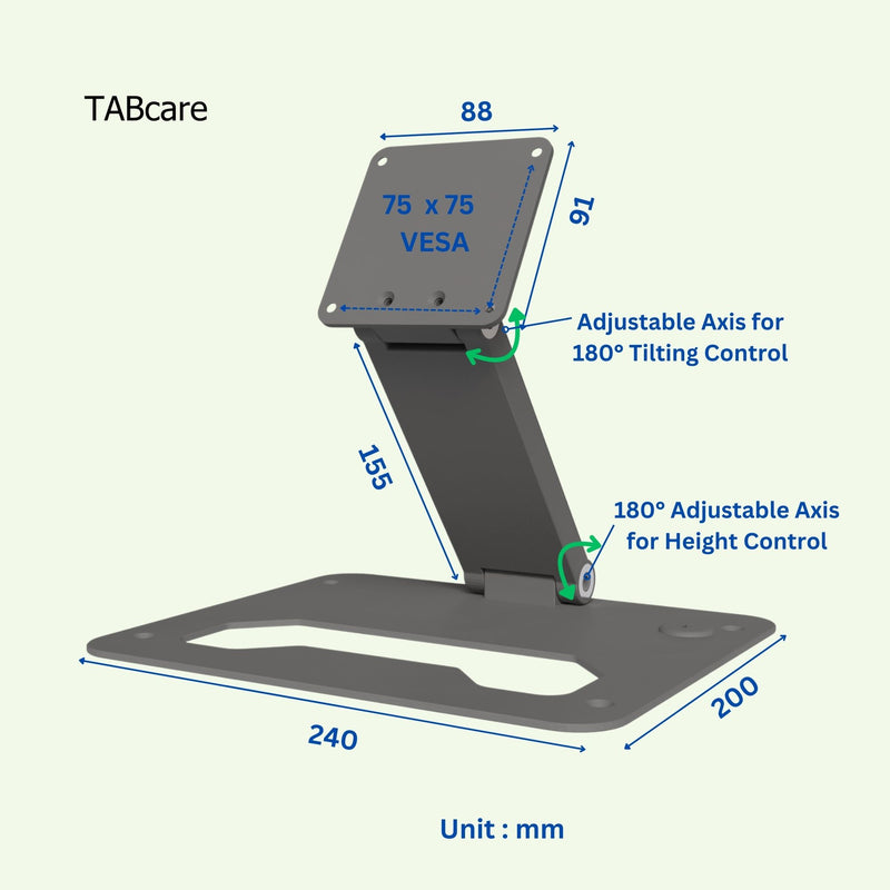 Anti-Theft Acrylic Case with EZ Foldable Aluminum Series Z Desktop Stand for Samsung Galaxy TAB Tablets