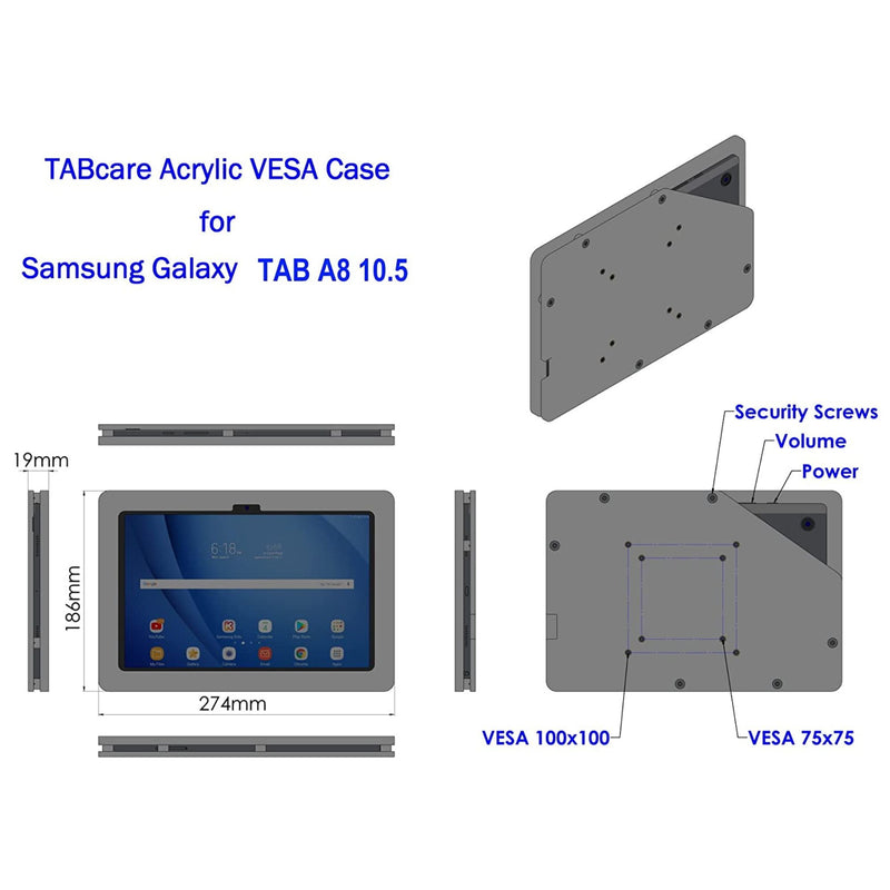 Samsung Galaxy Tab A 9.7 10.1 10.5, E 9.6", A7 10.4" A8 10.5" A9+ Active4 Acrylic Security Enclosure