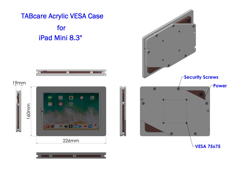 1. Acrylic iPad mini Security Acrylic VESA Case, Wall Mount kit, for Kiosk, POS, Store Display, Show