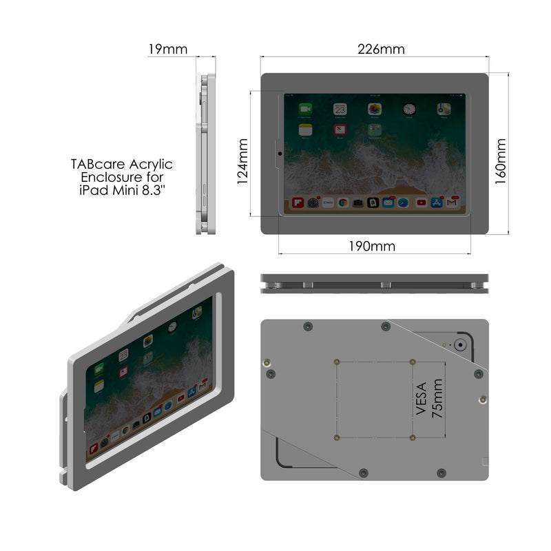 1. Acrylic iPad mini Security Acrylic VESA Case, Wall Mount kit, for Kiosk, POS, Store Display, Show